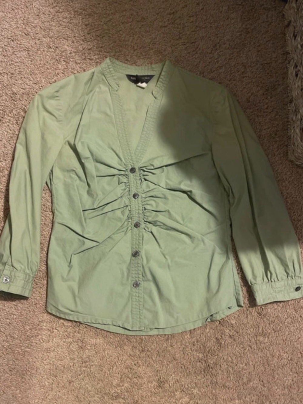 Banana Republic Sage Green Ruched Button-Front Blouse